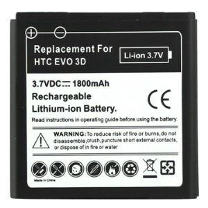 1800mAh Rechargeable Li-ion Cell Phone Battery Replacement for HTC EVO 3D