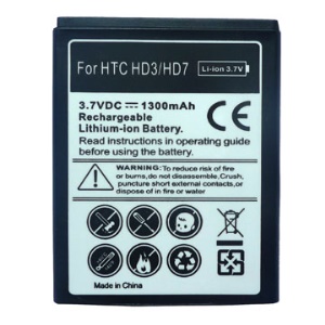 1300mAh Cell Phone Battery Replacement for HTC Wildfire S &amp; HTC HD7 (HTC HD3)