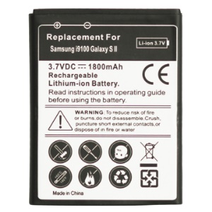 1800mAh Li-ion Rechargeable Battery Replacement for Samsung I9100 Galaxy S II