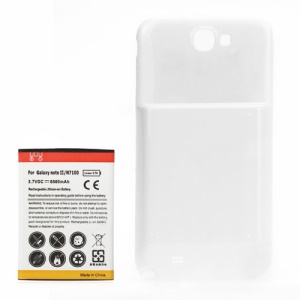 Samsung Galaxy Note ii N7100 Extended Battery with Battery Door Cover 6500mAh - White