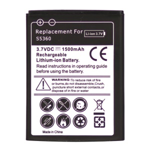 Mobile Phone Battery for Samsung Galaxy Y S5360 1500mAh, Model:EB454357VU