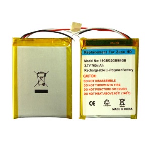 700mAh Replacement Li-polymer Battery for Microsoft ZUNE HD 16GB 32GB