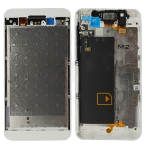 Middle Plate with Earpiece Speaker &amp; Motor &amp; Side Button Flex Cable for BlackBerry Z10 BB10 - White