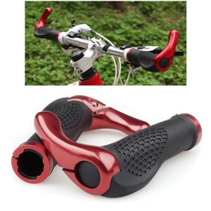 A Pair Anti-skid Cycling Bicycle Bike Lock-on Handlebar Grips Bar - Black / Red