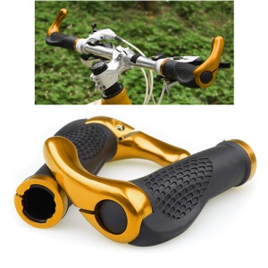 A Pair Anti-skid Cycling Bicycle Bike Lock-on Handlebar Grips Bar - Black / Gold
