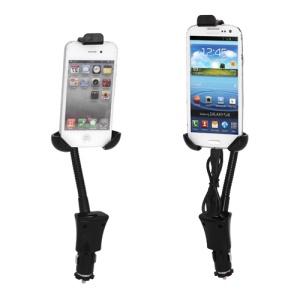 Universal Flexible Car Mount + USB Charger for iPhone iPod Samsung HTC BlackBerry Nokia Motorola LG Sony Smartphone