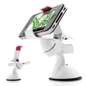Universal Clipper Car Swivel Mount Holder for Mobile Phone / GPS / PDA / PSP / MP3 - White