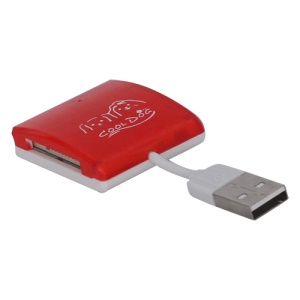Mini 4 in 1 All-in-One Card Reader for SD/SDHC/SDXC Micro SD MS M2 - Red