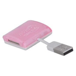 Mini USB Memory Card Reader for SD/SDHC/SDXC MicroSD MS M2 - Pink