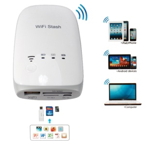 Wifi Stash Power Bank Portable Wireless Card Reader for Apple iPhone iPod iPad PC Android etc.