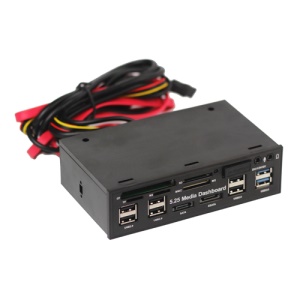 5.25 inch USB 3.0 PC Media Dashboard Front Panel Card Reader HUB SATA eSATA