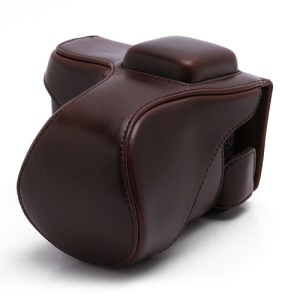 Leather Camera Bag Case for Sony NEX-5C NEX-5N NEX5N NEX-5 NEX5 18-55mm 16mm - Coffee