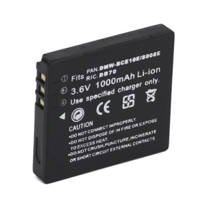 3.6V 1000mAh DMW-BCE10E CGA-S008E DB70 Replacement Battery for Panasonic Lumix DMC-FX30 FX33 FX55 DR-S10