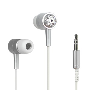 Dazzling Rhinestone In-Ear Earphone Earpiece for iPhone iPod MP3 MP4 Player and etc - White