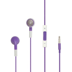 iPhone 4S Stereo Headphones with Volume Control and Mic (Round Earbuds) - Purple