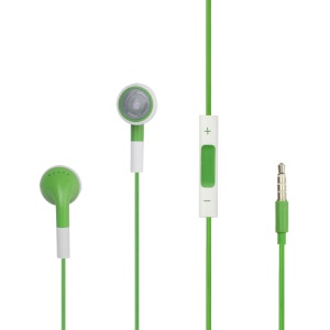 iPhone 4S Stereo Headphones with Mic Volume and Control (Round Earbuds) - Green