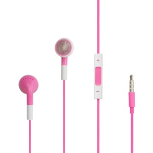 iPhone 4S Stereo Earbuds Headphones with Volume Control and Mic - Pink