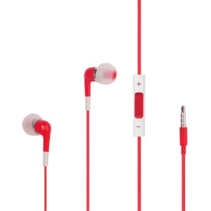 Stereo In-Ear Headphones with Volume Control and Mic for iPhone 4S - Red