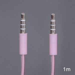 Double Layer 3.5mm Male to Male Stereo Aux Audio Cable for iPhone iPod MP3 - Pink