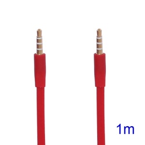 Noodle-shaped 3.5mm Male to 3.5mm Male Stereo Aux Audio Cable, Length: 1M - Red
