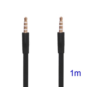 Noodle-shaped 3.5mm Male to 3.5mm Male Stereo Aux Audio Cable, Length: 1M - Black
