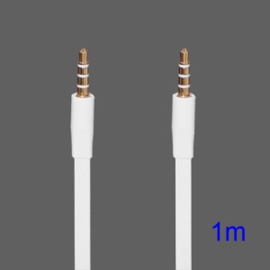 Noodle-shaped 3.5mm Male to 3.5mm Male Stereo Aux Audio Cable, Length: 1M - White