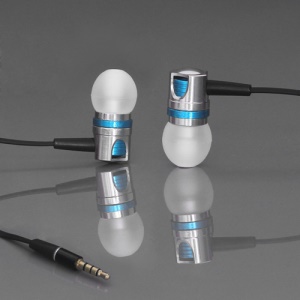 Wallytech Metallic Earbuds with Mic for iPhone Samsung HTC BlackBerry etc WHF-109 - Silver / Blue