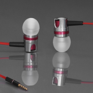 Metallic Earphone with Mic for iPhone Samsung HTC BlackBerry etc WHF-109 - Silver / Red