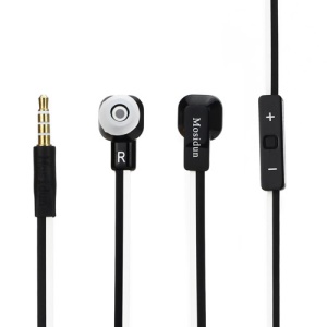 Mosidun Noodle Mic Earbuds Headset for iPhone 5 4S iPad iPod Samsung HTC - White / Black