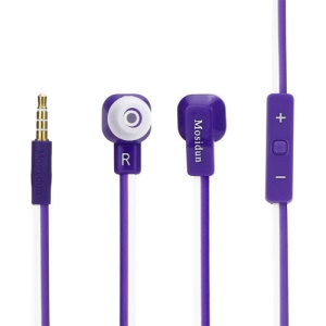 Mosidun Noodle Mic Earbuds Headset for iPhone 5 4S iPad iPod Samsung HTC - White / Purple