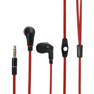 Wallytech WHF-111 Flat Cable In-Ear Earphone for iPhone 5 4S 4 Samsung i9300 Blackberry HTC LG Motorola - Black / Red