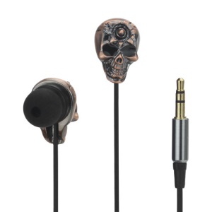 3.5MM Metal Skull In-ear Earphone Rock &amp; Roll Style for iPhone 5 4S HTC Samsung i9300 Galaxy S 3 LG Sony Nokia etc - Brown