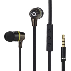 Bidenuo G360 In-Ear Noodle Handfree Earphone Headset w/Remote Mic for iPhone iPad iPod - Black / Yellow