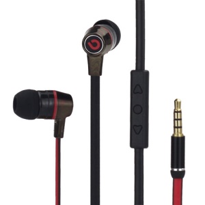 Bidenuo G360 In-Ear Noodle Handfree Earphone Headset w/Remote Mic for iPhone iPad iPod - Black / Red