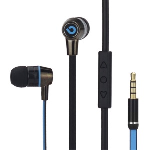 Bidenuo G360 In-Ear Noodle Handfree Earphone Headset w/Remote Mic for iPhone iPad iPod - Black / Blue