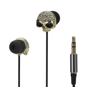 3.5mm Rhinestone Skull In-ear Earbud Earphone for iPhone iPad iPod HTC Samsung i9300 Galaxy S 3 LG Sony - Gold