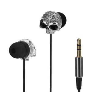 3.5mm Rhinestone Skull In-ear Earbud Earphone for iPhone iPad iPod HTC Samsung i9300 Galaxy S 3 LG Sony - Silver