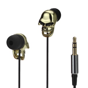 Cool Skull 3.5mm In-ear Stereo Earphone Headset for iPhone iPad iPod Samsung HTC LG Sony - Gold