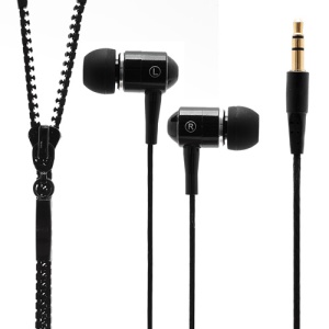 3.5MM Zipper Stereo In Ear Headset Earphone for iPhone iPad Samsung Sony HTC LG - Black