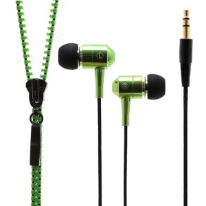 3.5MM Zipper Stereo In Ear Headset Earphone for iPhone iPad Samsung Sony HTC LG - Green