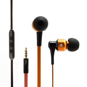 AWEI S50vi Flat Noodle Smart In-ear Earphones Headphones with Remote Mic for iPhone 5 / 4S / 4 iPad iPod - Orange