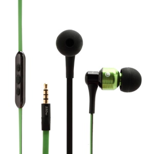 AWEI S50vi Flat Noodle Smart In-ear Earphones Headphones with Remote Mic for iPhone 5 / 4S / 4 iPad iPod - Green
