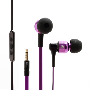 AWEI S50vi Flat Noodle Smart In-ear Earphones Headphones with Remote Mic for iPhone 5 / 4S / 4 iPad iPod - Purple