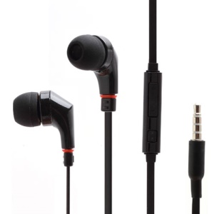 Wallytech 3.5mm Plug Flat Cable In-Ear Earphone with Remote &amp; Mic for Samsung Galaxy S4 IV i9500 S3 I9300 N7100 I9100 - Black