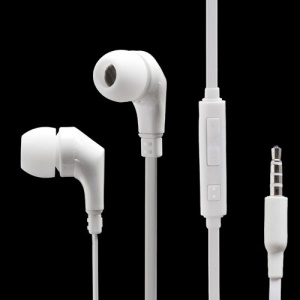 Wallytech 3.5mm Plug Flat Cable In-Ear Earphone with Remote &amp; Mic for Samsung Galaxy S4 IV i9500 S3 I9300 N7100 I9100 - White