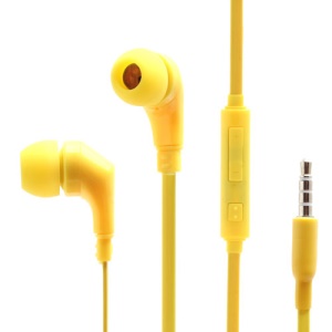 Wallytech 3.5mm Plug Flat Cable In-Ear Earphone with Remote &amp; Mic for Samsung Galaxy S4 IV i9500 S3 I9300 N7100 I9100 - Yellow
