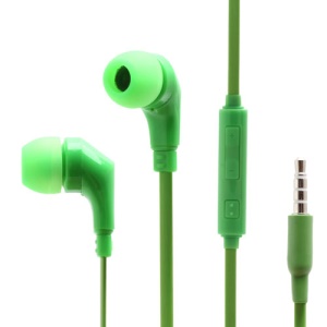 Wallytech 3.5mm Plug Flat Cable In-Ear Earphone with Remote &amp; Mic for Samsung Galaxy S4 IV i9500 S3 I9300 N7100 I9100 - Green