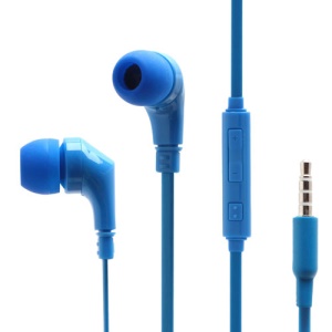 Wallytech 3.5mm Plug Flat Cable In-Ear Earphone with Remote &amp; Mic for Samsung Galaxy S4 IV i9500 S3 I9300 N7100 I9100 - Blue
