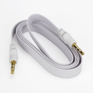 Noodle 3.5mm Male to 3.5mm Male Stereo Aux Audio Cable for Laptop PC MP3 MP4 CD, Length: 1M - White