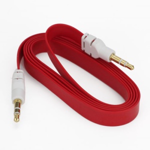 Noodle 3.5mm Male to 3.5mm Male Stereo Aux Audio Cable for Laptop PC MP3 MP4 CD, Length: 1M - Red